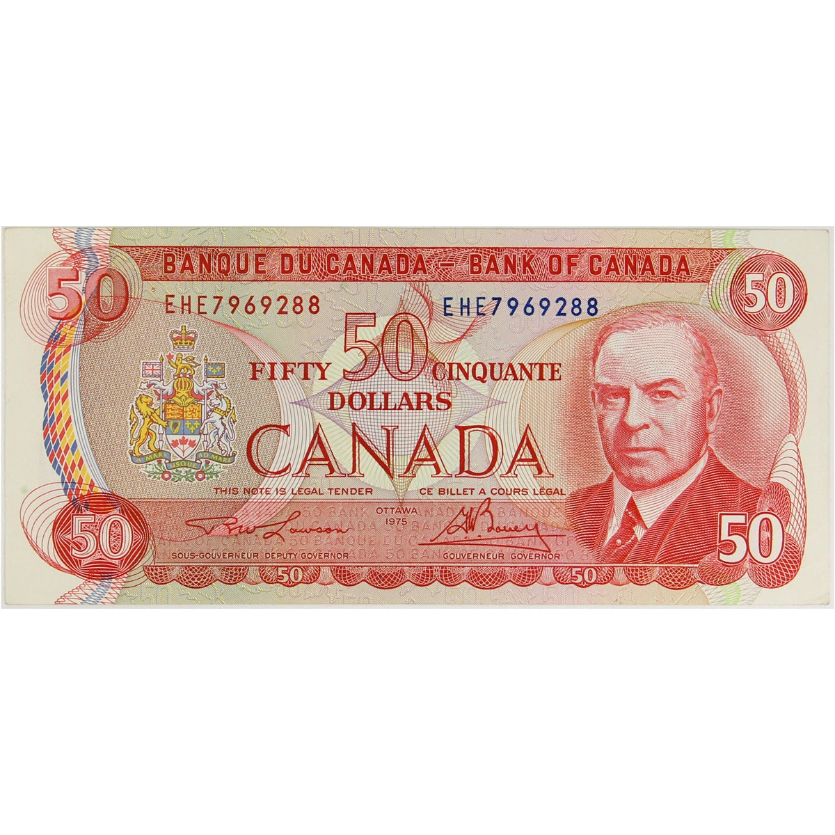 BC-51a-i 1975 Canada $50 Lawson-Bouey, EHE, Extra Fine (EF40)