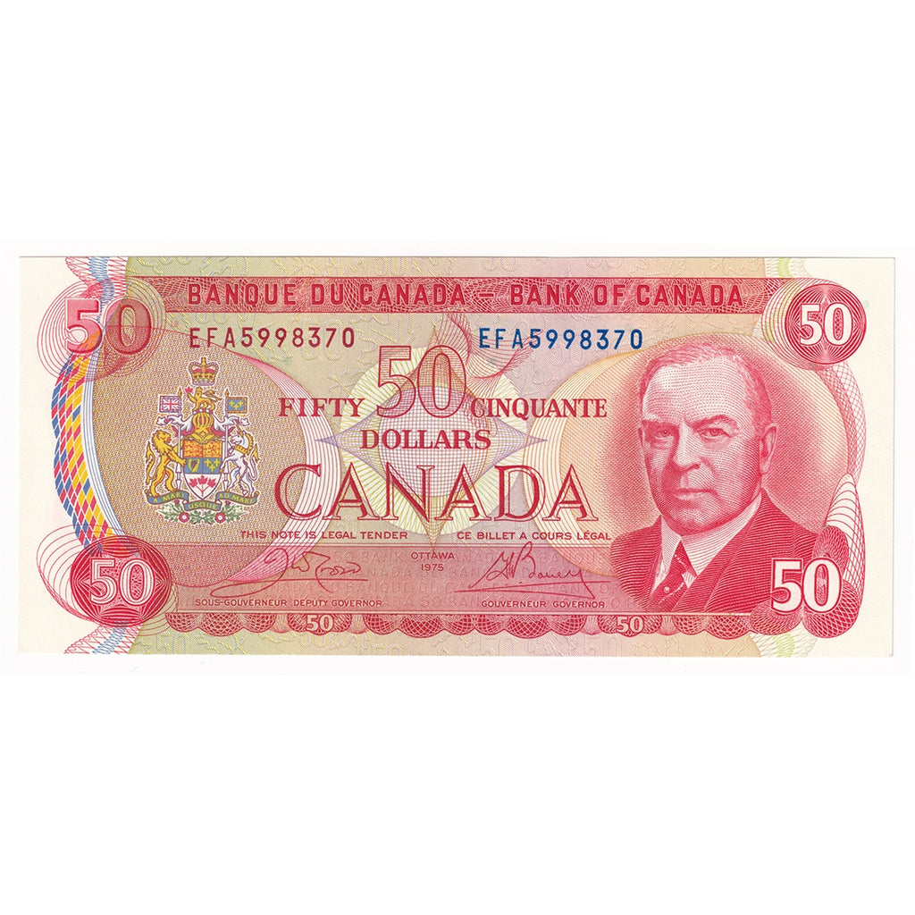BC-51b 1975 Canada $50 Crow-Bouey, EFA, Uncirculated (MS60)