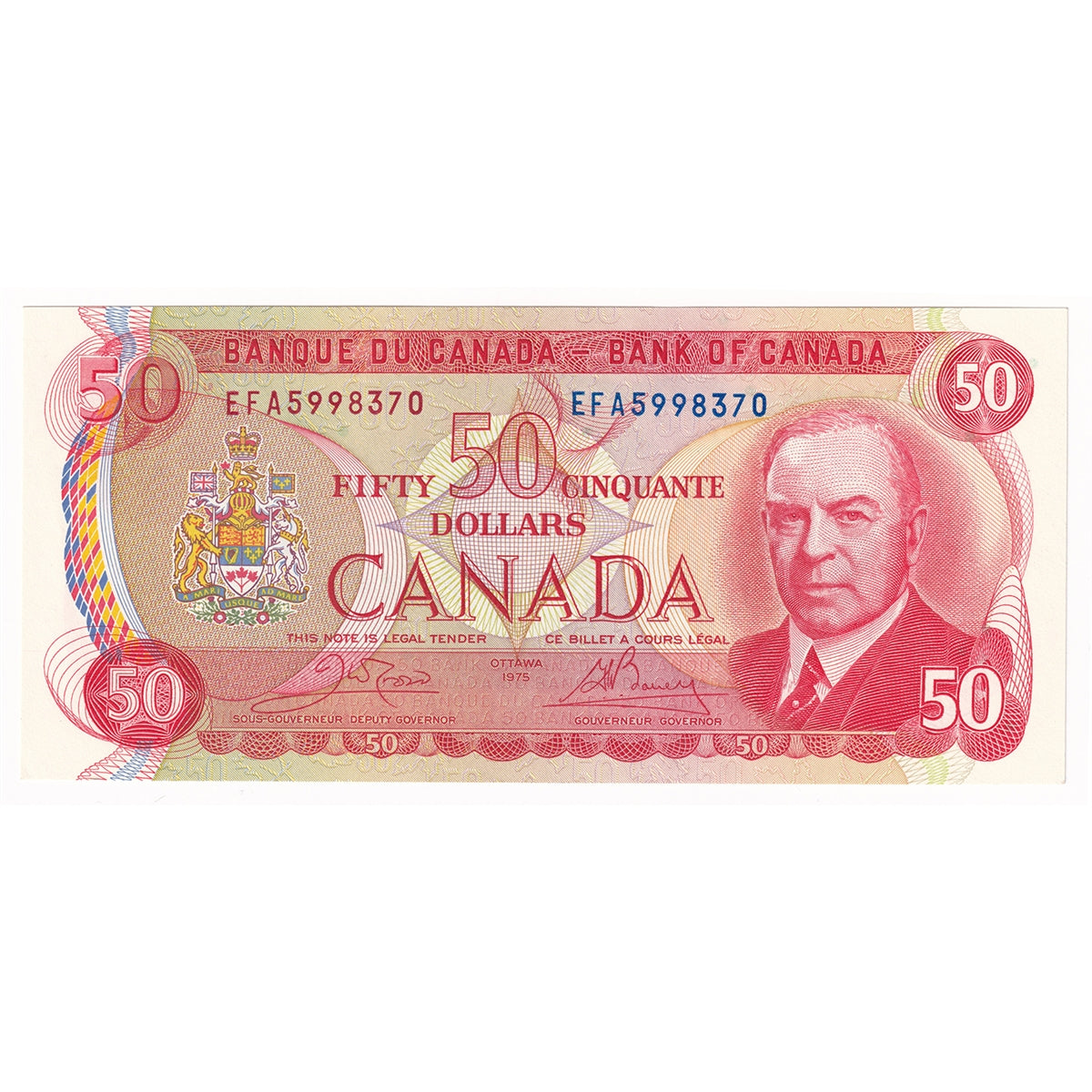 BC-51b 1975 Canada $50 Crow-Bouey, EFA, Uncirculated (MS60)