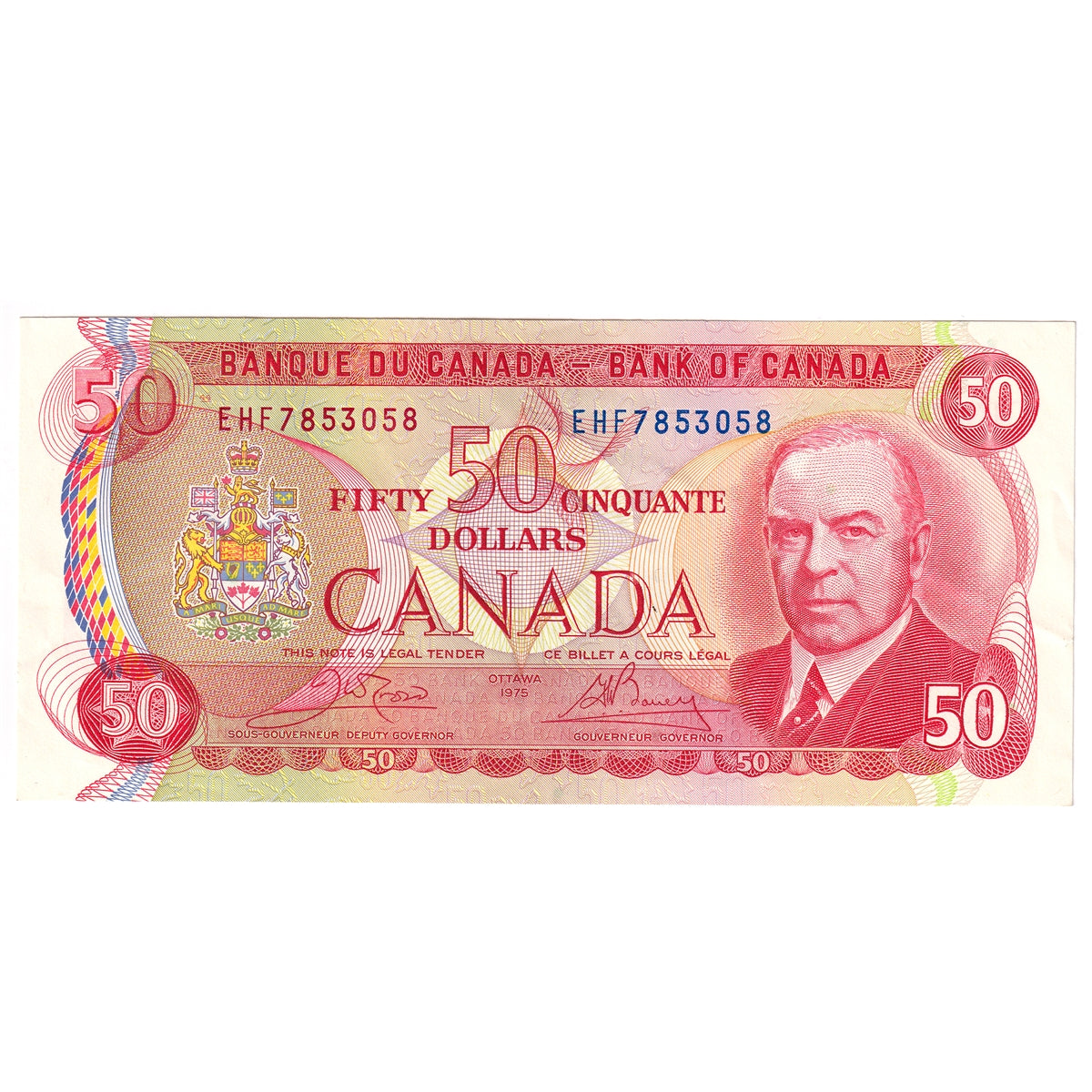 BC-51b 1975 Canada $50 Crow-Bouey, EHF, Extra Fine (EF40)
