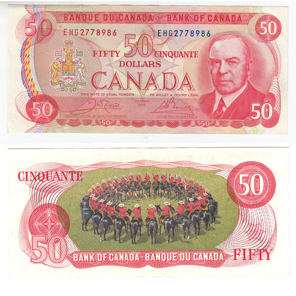 BC-51b 1975 Canada $50 Crow-Bouey, EHG, Almost Uncirculated (AU50)