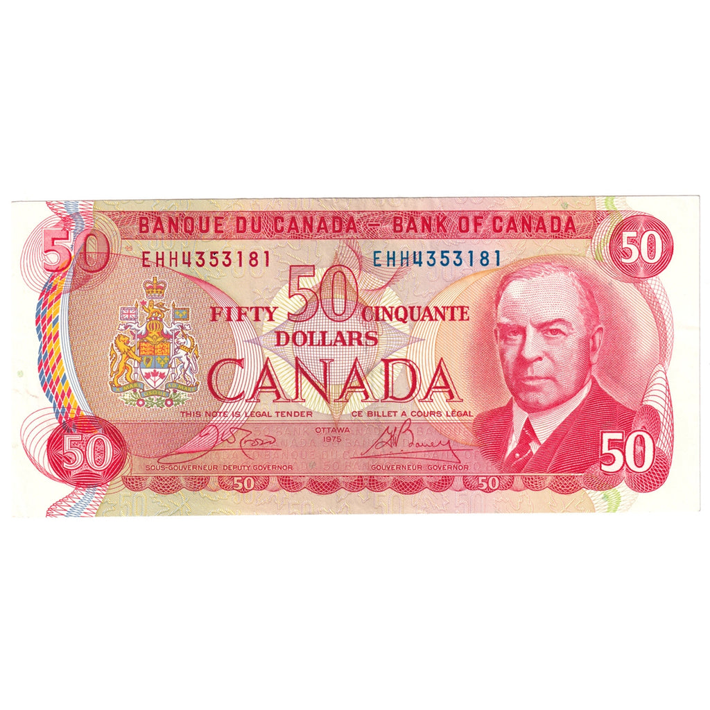 BC-51b 1975 Canada $50 Crow-Bouey, EHH, Almost Uncirculated (AU50)