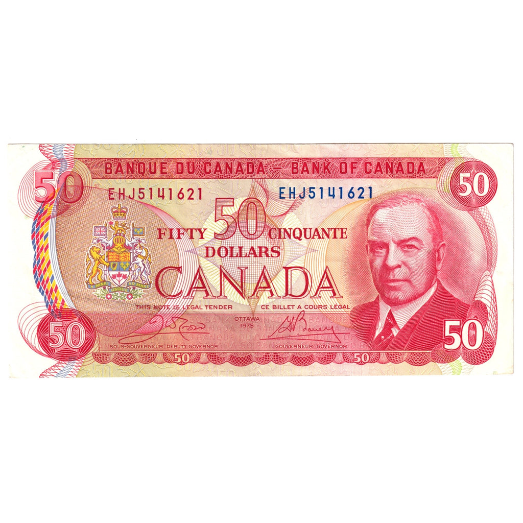 BC-51b 1975 Canada $50 Crow-Bouey, EHJ, Extra Fine (EF40)