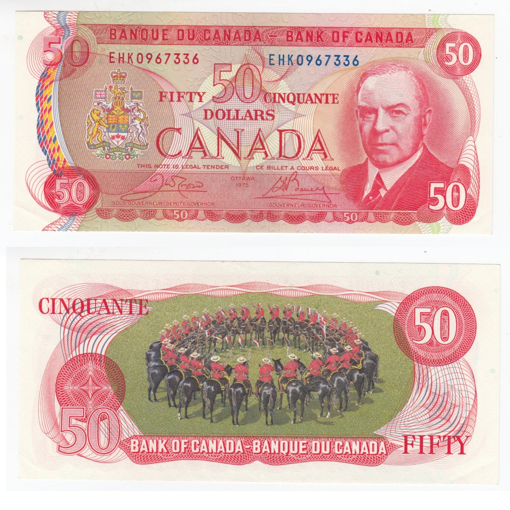 BC-51b 1975 Canada $50 Crow-Bouey, EHK, Almost Uncirculated (AU50)