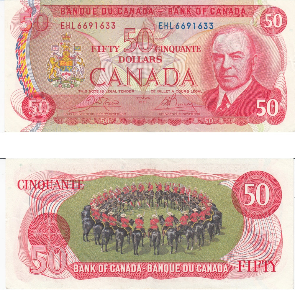 BC-51b 1975 Canada $50 Crow-Bouey, EHL, EF-AU (EF45)