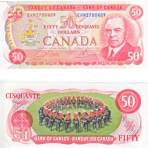 BC-51b 1975 Canada $50 Crow-Bouey, EHM, AU-UNC (AU55)