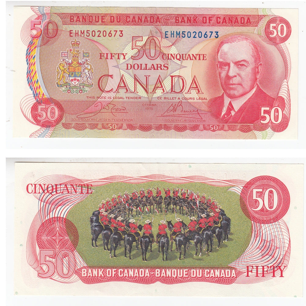 BC-51b 1975 Canada $50 Crow-Bouey, EHM, EF-AU (EF45)