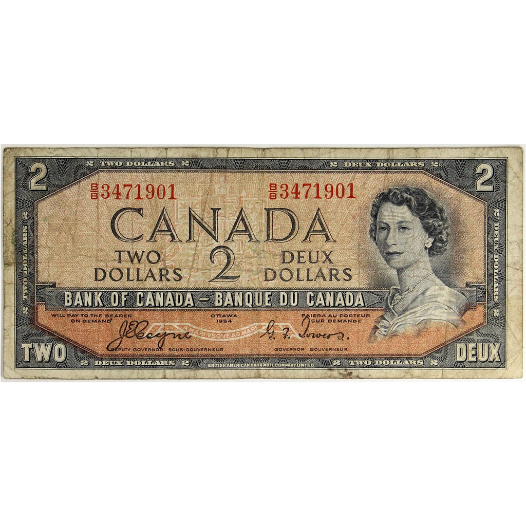 BC-30a 1954 Canada $2 Coyne-Towers, Devil's Face, B/B, Very Good (VG8)