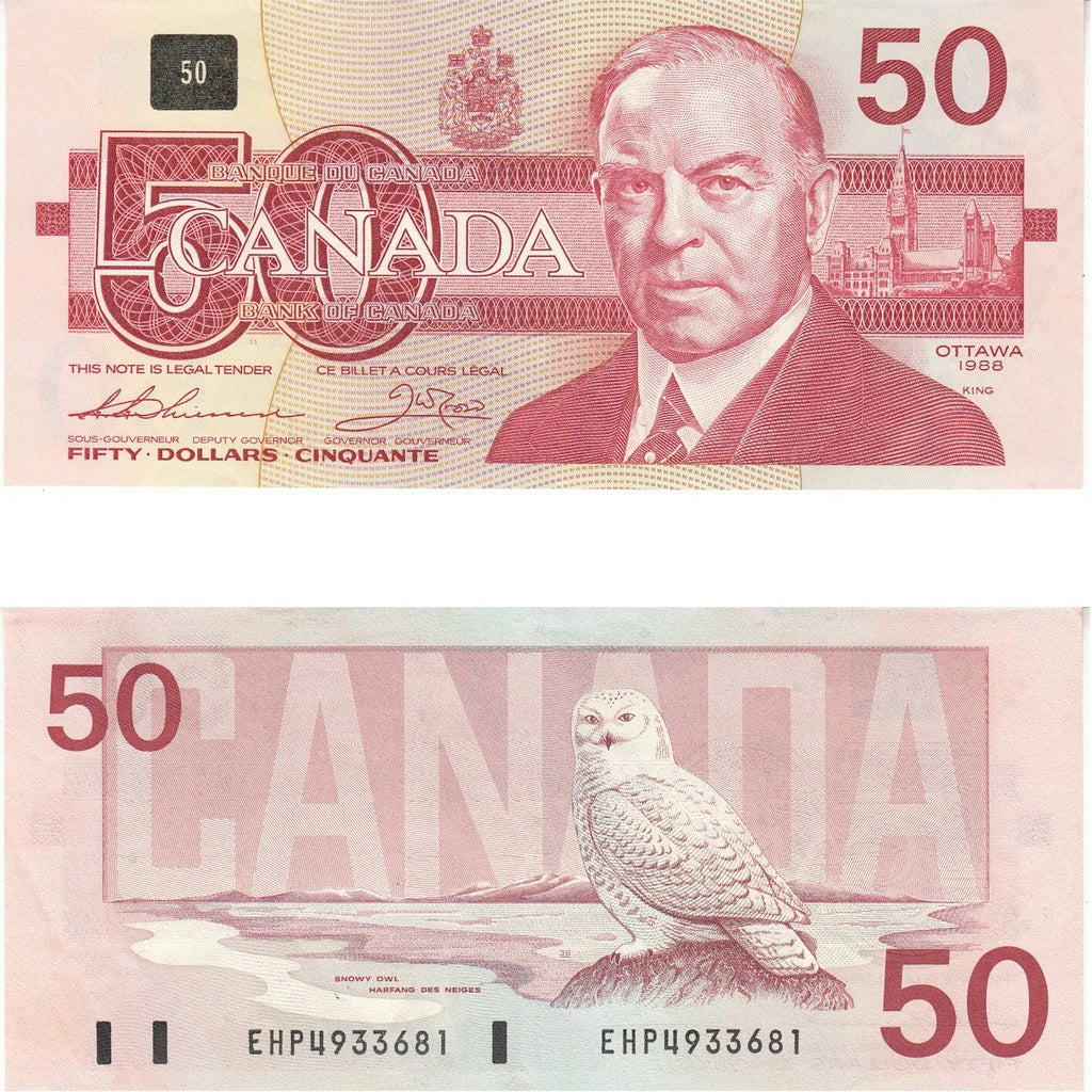 BC-59a 1988 Canada $50 Thiessen-Crow, EHP, Almost Uncirculated (AU50)