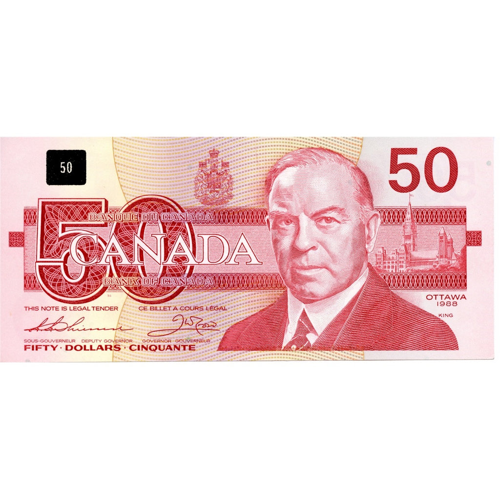 BC-59a 1988 Canada $50 Thiessen-Crow, FHK, Almost Uncirculated (AU50)