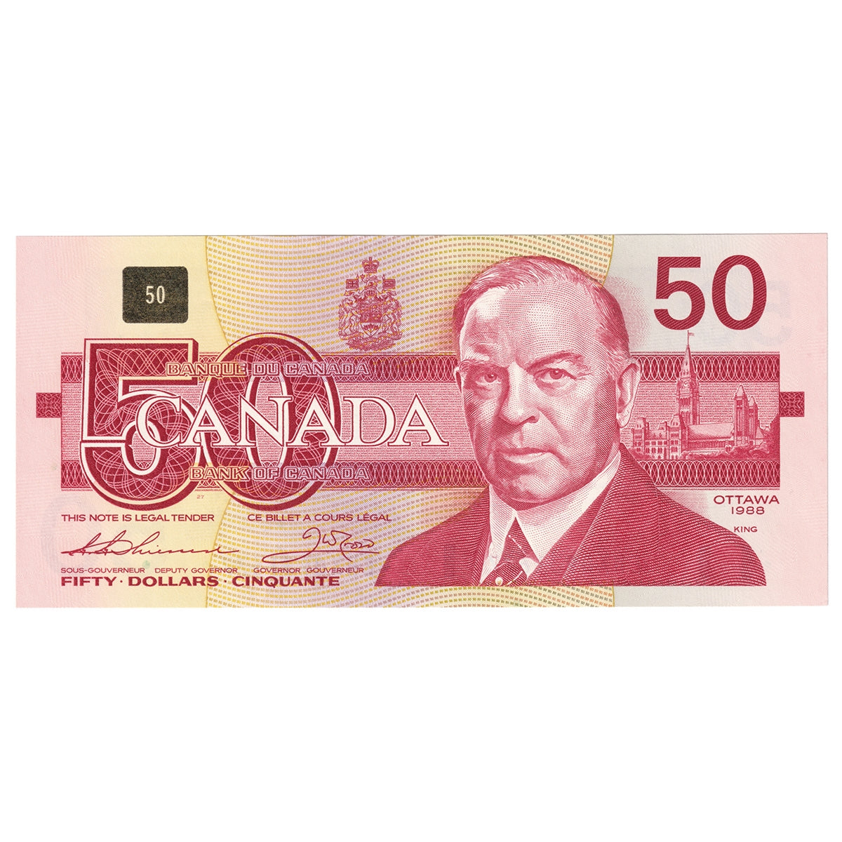 BC-59aA 1988 Canada $50 Thiessen-Crow, EHX Below 1.7M, AU-UNC