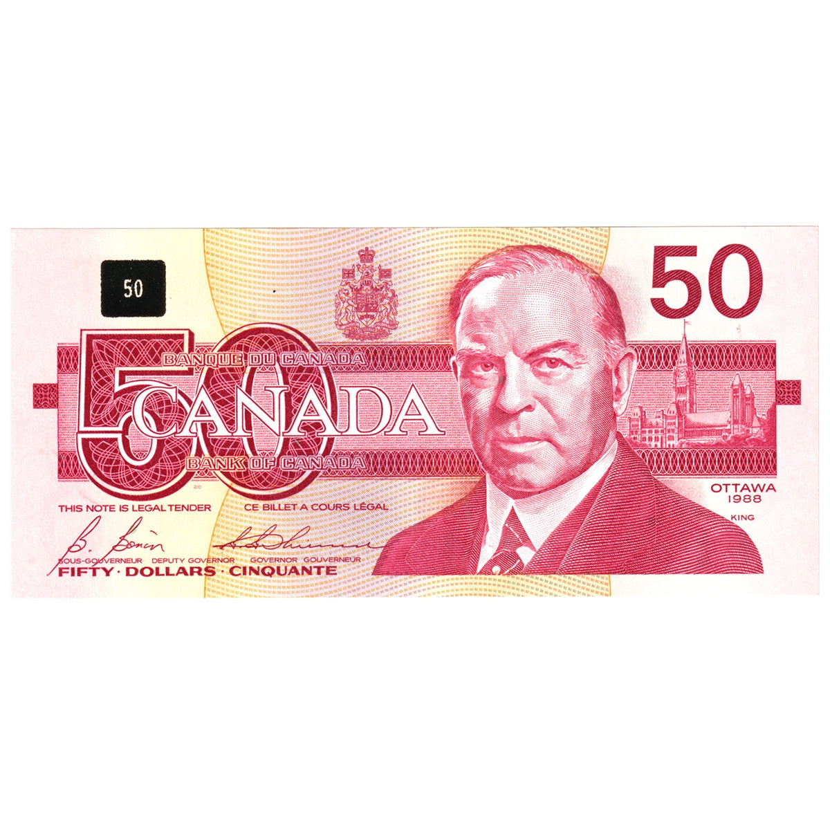 BC-59b 1988 Canada $50 Bonin-Thiessen, FHS, AU-UNC (AU55)