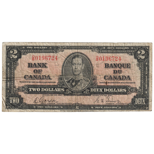 BC-22b 1937 Canada $2 Gordon-Towers, O/B, VG