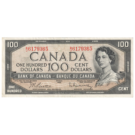 BC-43b 1954 Canada $100 Beattie-Rasminsky, B/J, EF