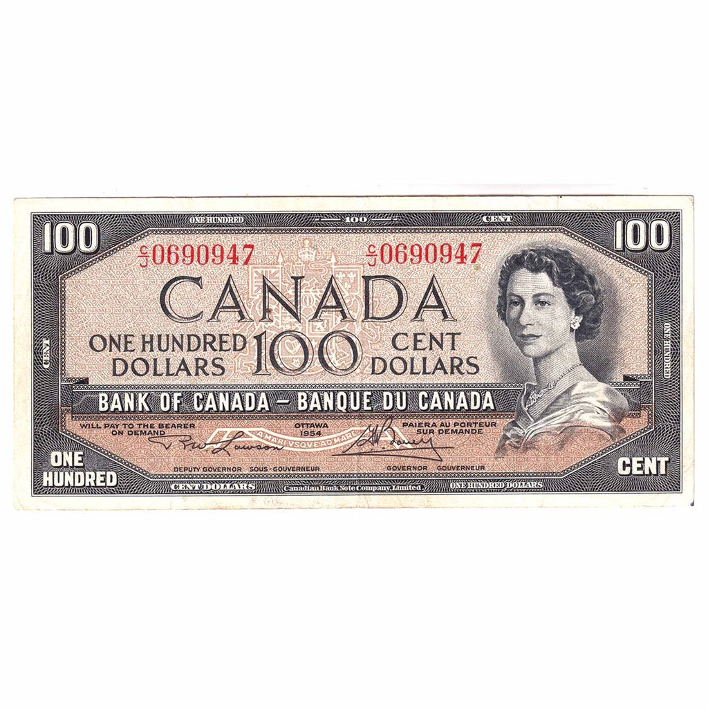 BC-43c 1954 Canada $100 Lawson-Bouey, C/J, VF-EF (VF30)