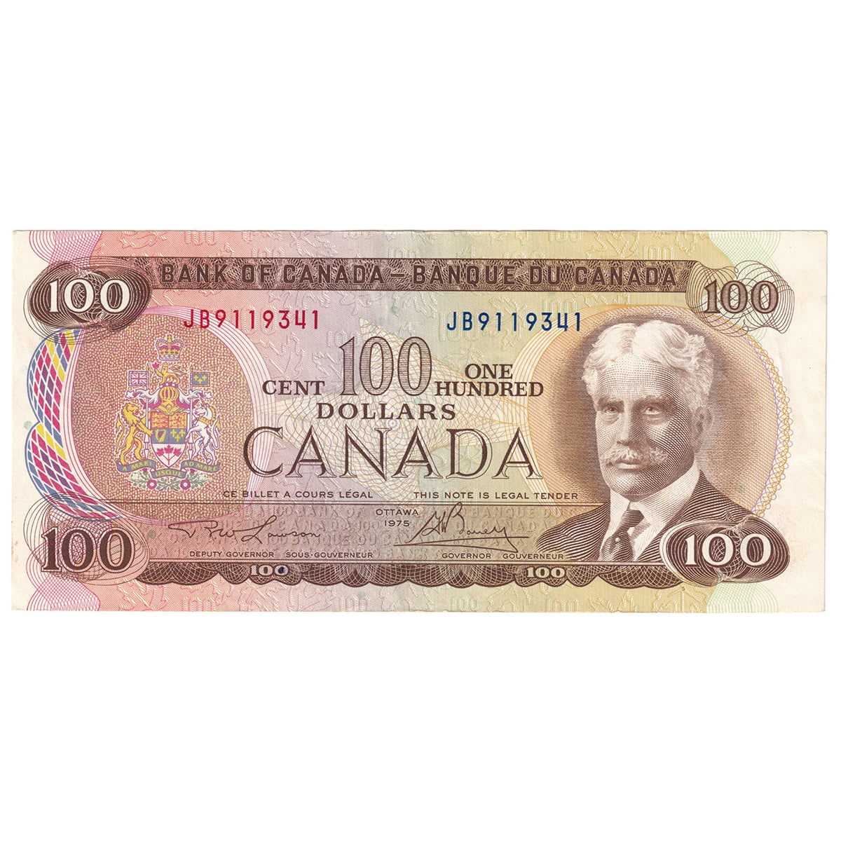 BC-52a 1975 Canada $100 Lawson-Bouey, JB, EF-AU (EF45)