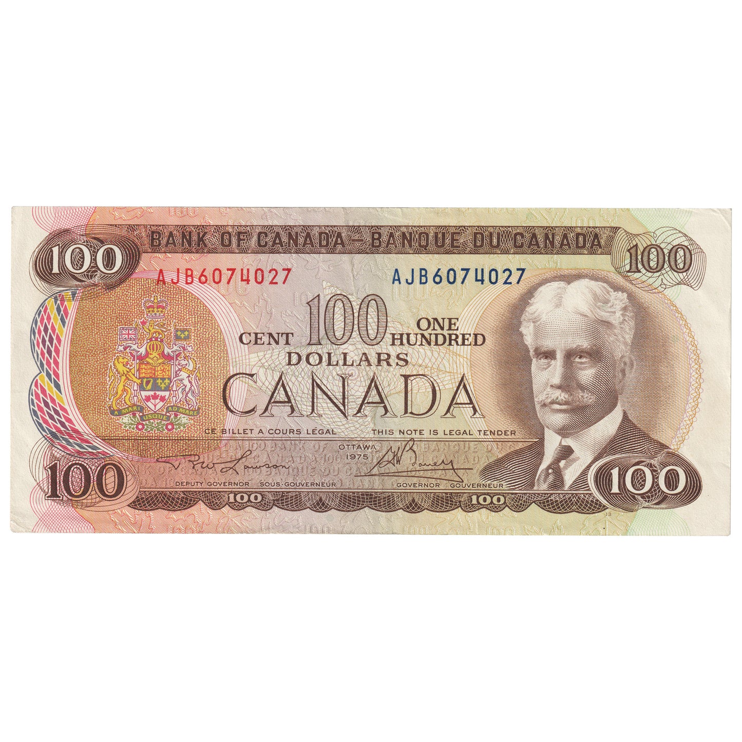 BC-52a-i 1975 Canada $100 Lawson-Bouey, AJB, Circ