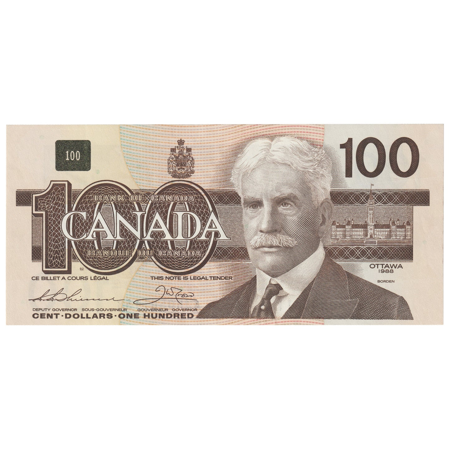 BC-60a 1988 Canada $100 Thiessen-Crow, AJR, AU