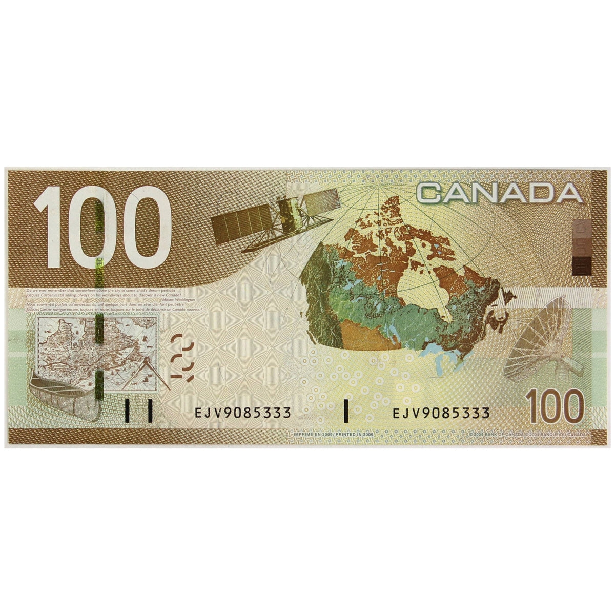 BC-66b 2009 Canada $100 Jenkins-Carney, EJV, Choice Uncirculated (CUNC63)