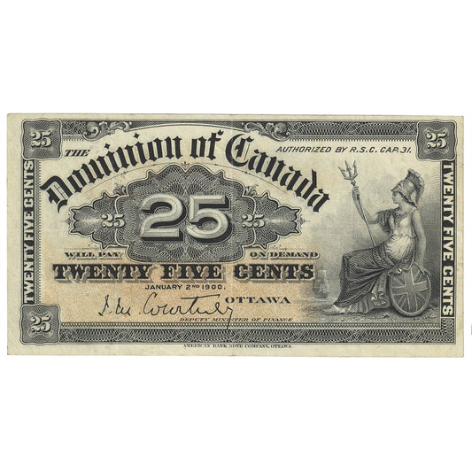 DC-15a 1900 Dominion 25-cent Shinplaster Courtney, VF-EF