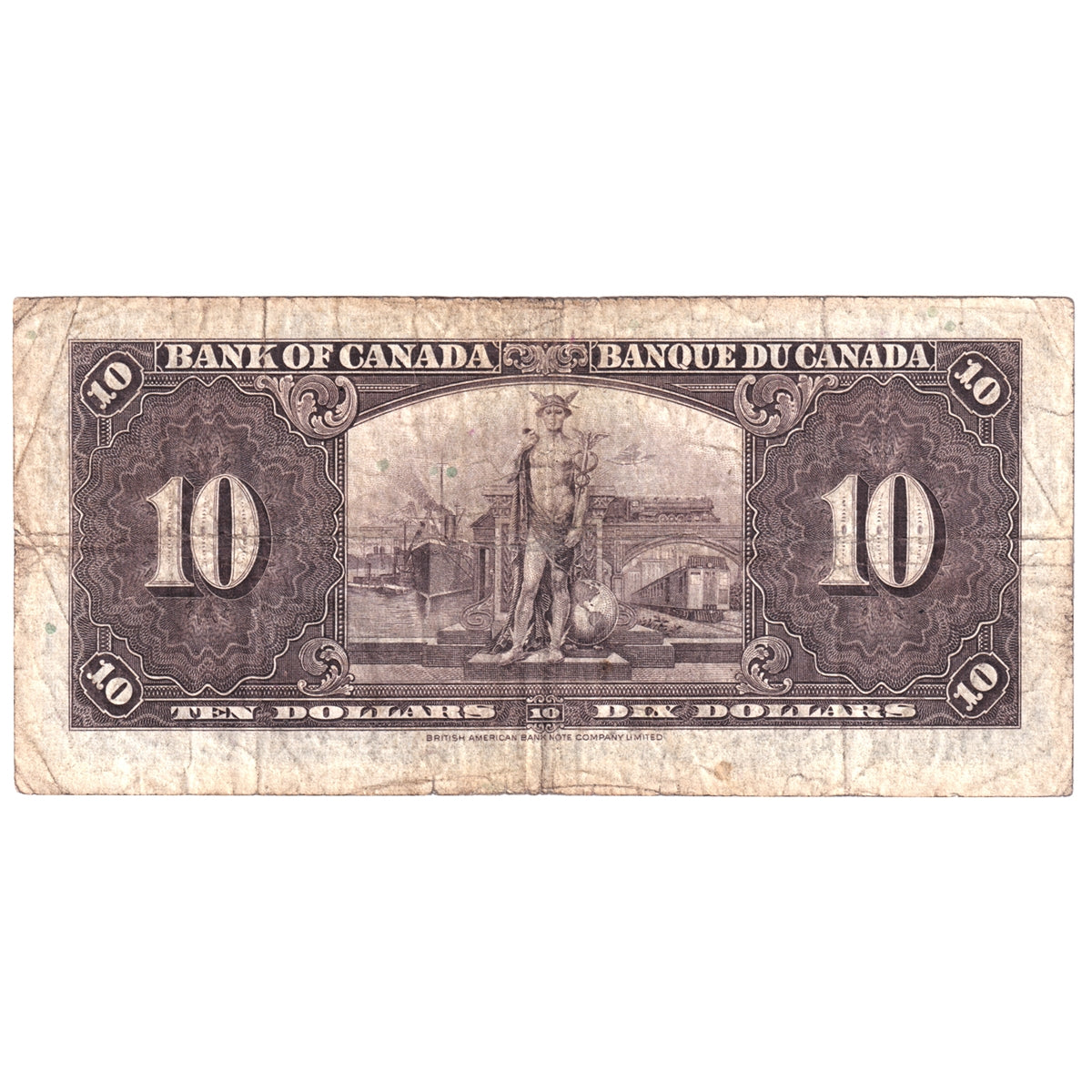 BC-24c 1937 Canada $10 Coyne-Towers, D/T, Circ