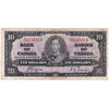 BC-24c 1937 Canada $10 Coyne-Towers, H/T, VG-F (VG10)