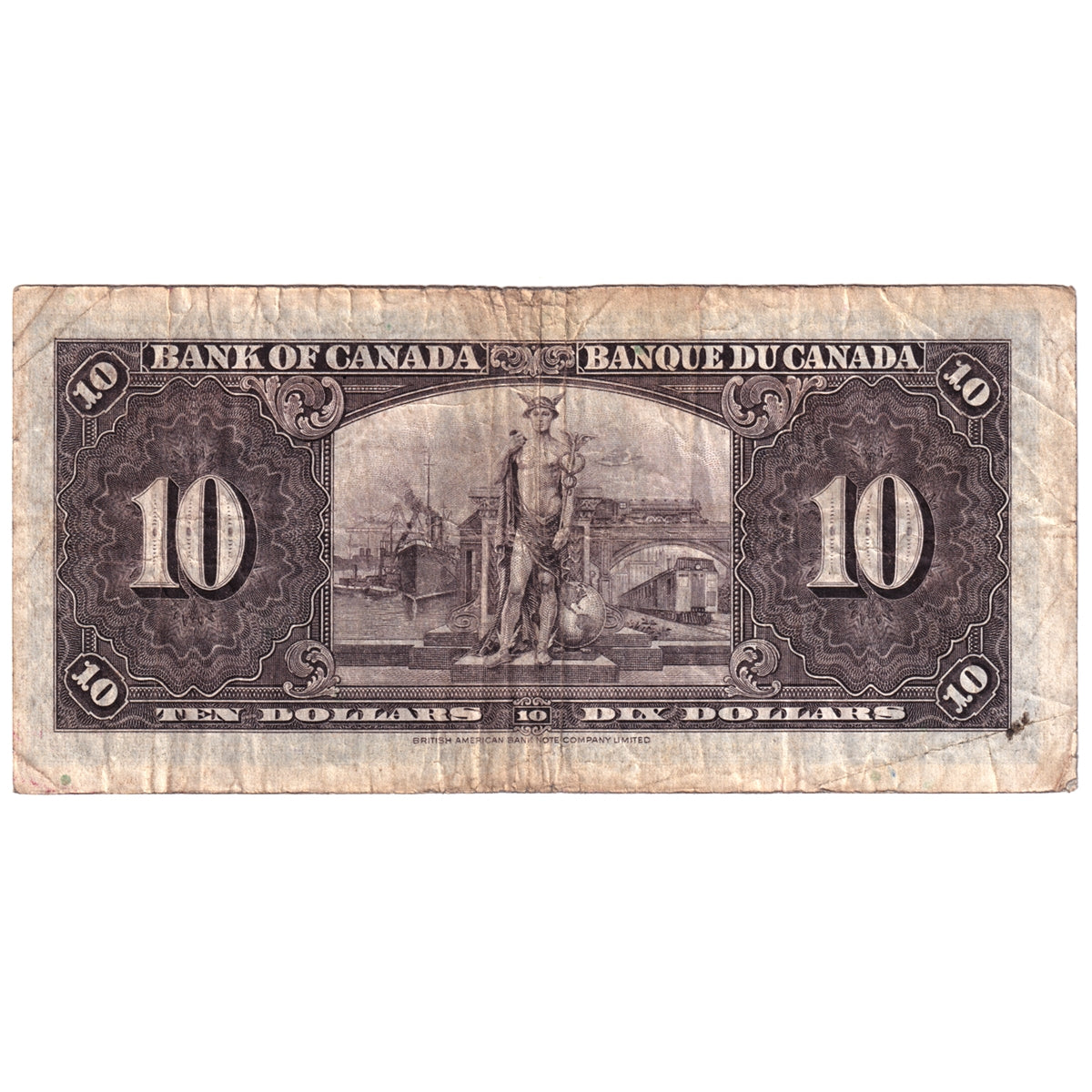 BC-24c 1937 Canada $10 Coyne-Towers, H/T, VG-F (VG10)
