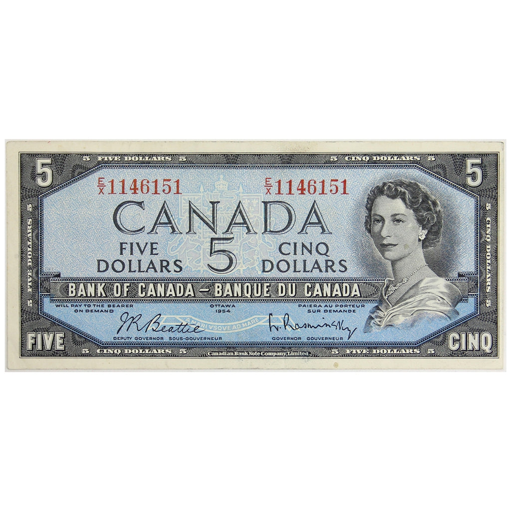 BC-39b 1954 Canada $5 Beattie-Rasminsky, E/X, Extra Fine (EF40)