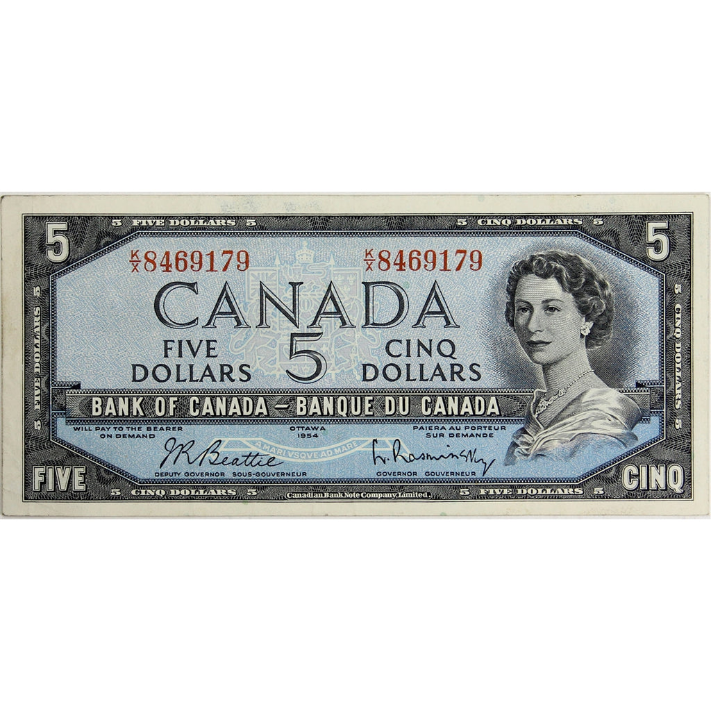 BC-39b 1954 Canada $5 Beattie-Rasminsky, K/X, Extra Fine (EF40)