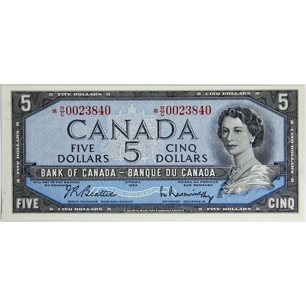 BC-39bA 1954 Canada $5 Beattie-Rasminsky, *R/C, AU-UNC (AU55)