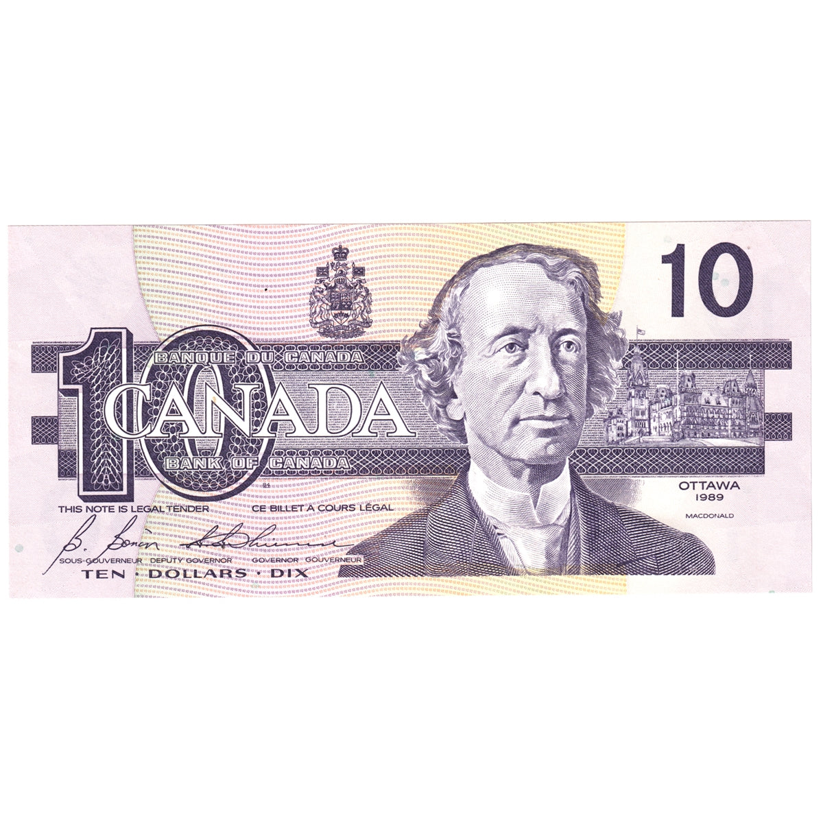 BC-57b 1989 Canada $10 Bonin-Thiessen, BDZ, Uncirculated (MS60)