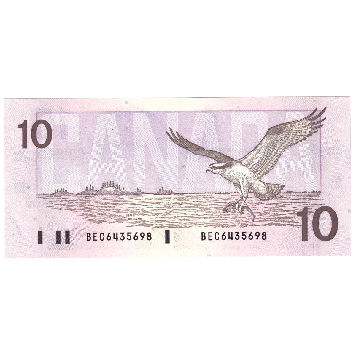 BC-57b 1989 Canada $10 Bonin-Thiessen, BEC, Almost Uncirculated (AU50)