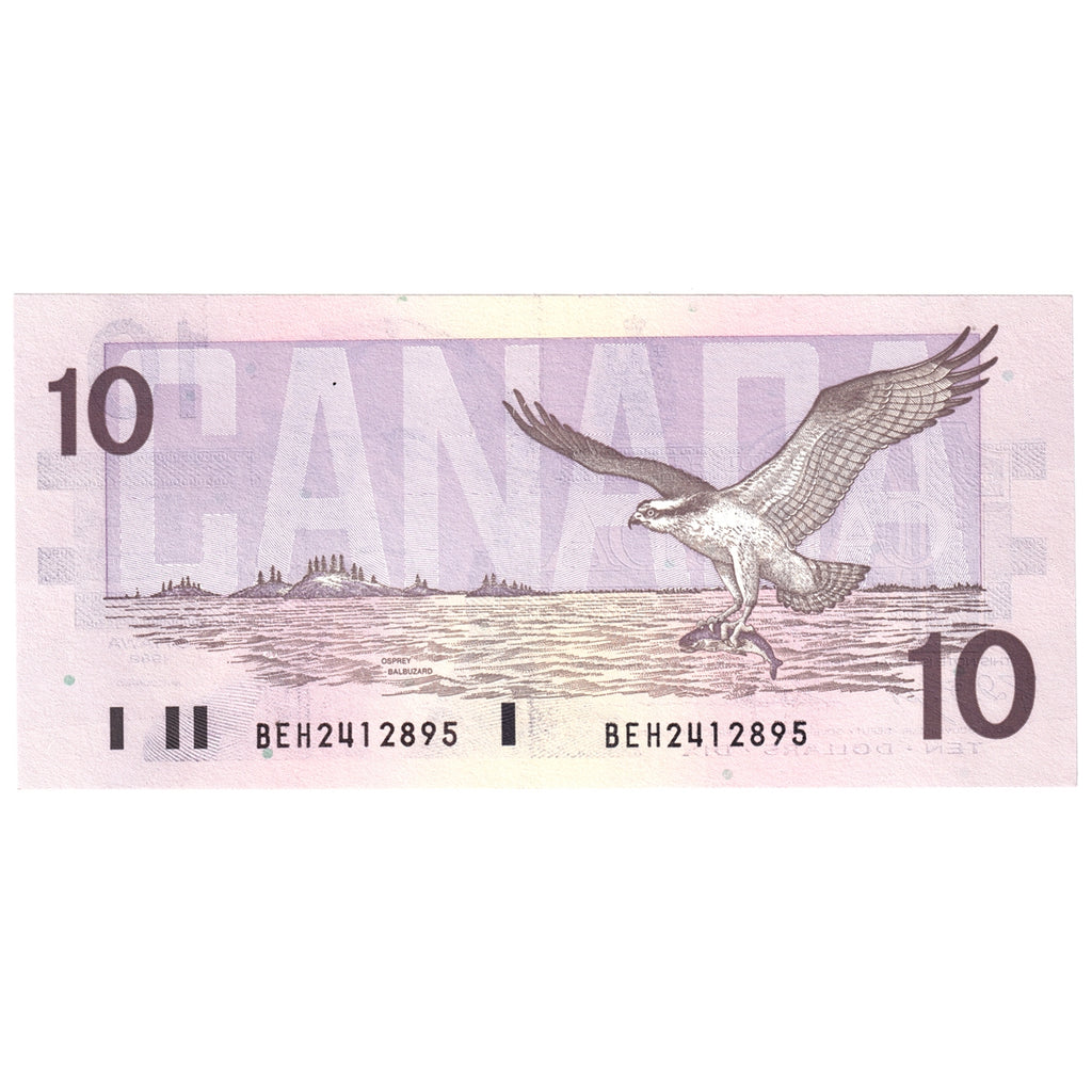 BC-57c 1989 Canada $10 Knight-Thiessen, Circulation Issue BEH, AU-UNC (AU55)