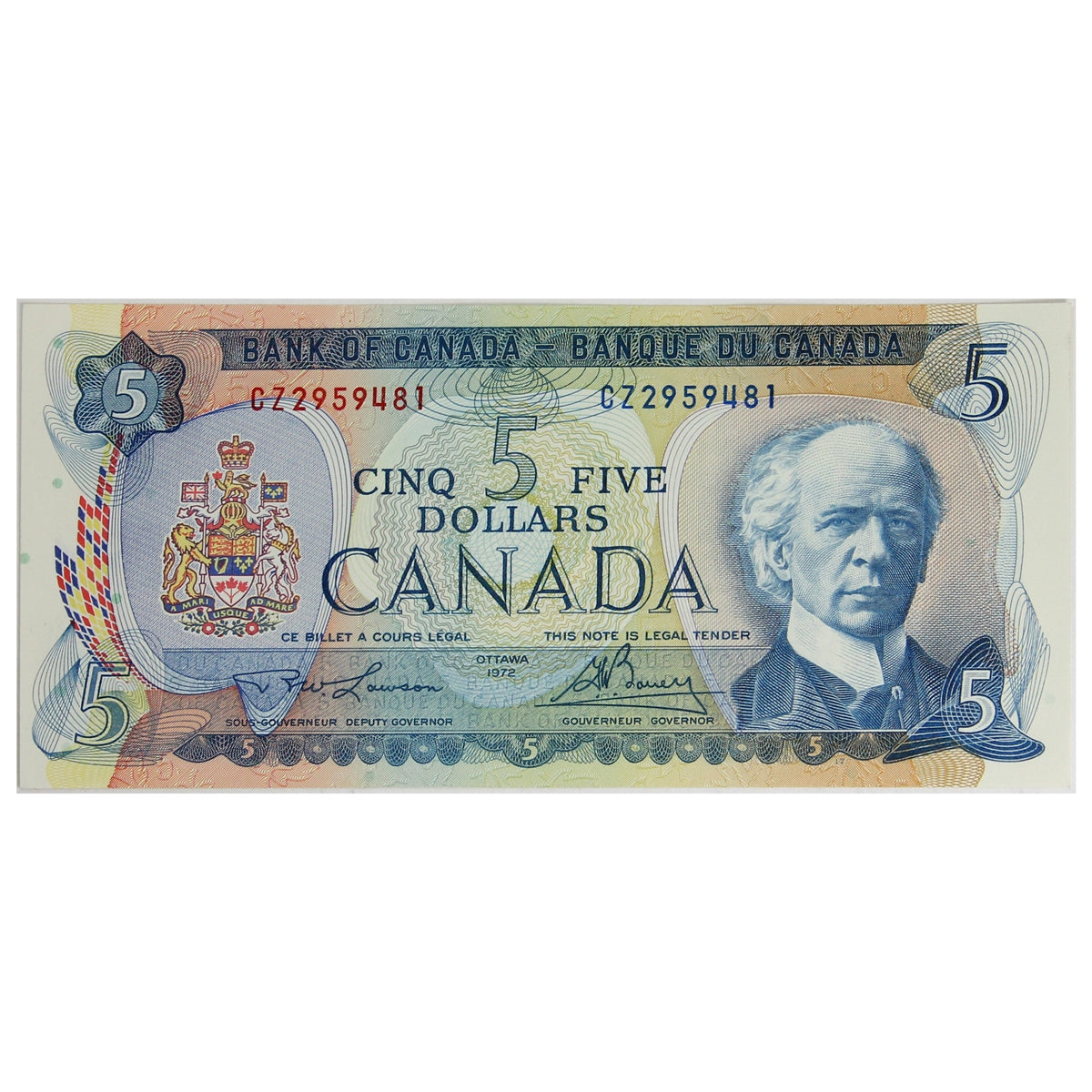 BC-48b 1972 Canada $5 Lawson-Bouey, CZ, AU-UNC (AU55)