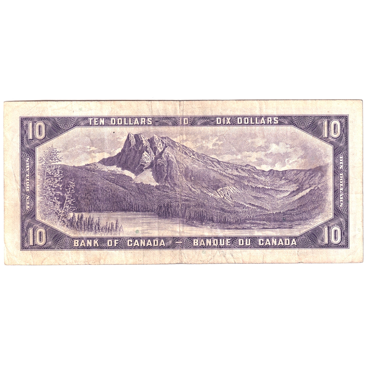 BC-40b 1954 Canada $10 Beattie-Rasminsky, P/T, Fine (F12)