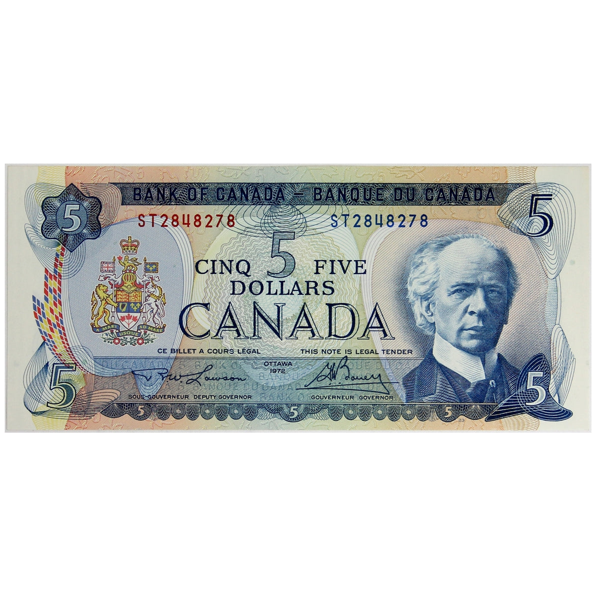 BC-48b 1972 Canada $5 Lawson-Bouey, ST, Uncirculated (MS60)