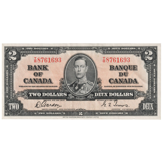 BC-22b 1937 Canada $2 Gordon-Towers, T/B, AU