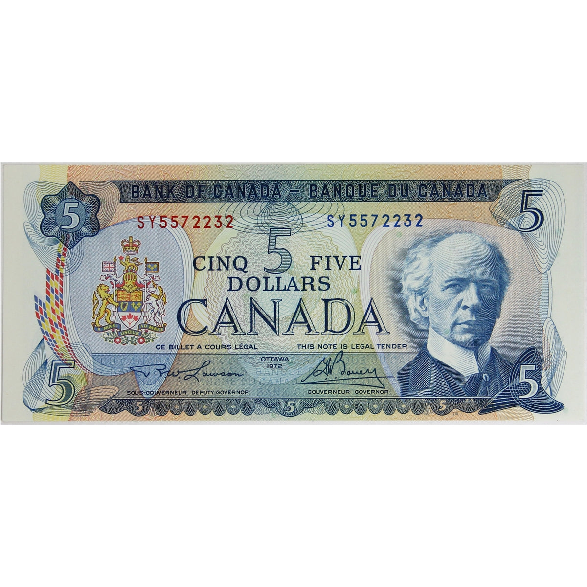BC-48b 1972 Canada $5 Lawson-Bouey, SY, AU-UNC (AU55)