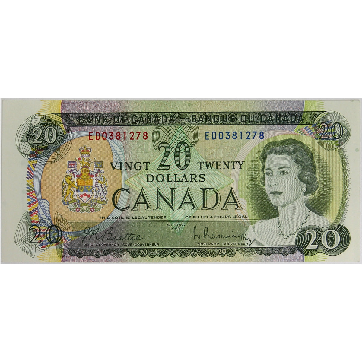 BC-50a 1969 Canada $20 Beattie-Rasminsky, ED, EF-AU (EF45)