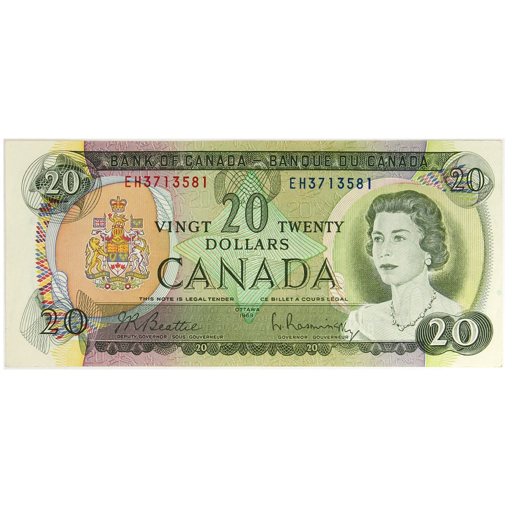 BC-50a 1969 Canada $20 Beattie-Rasminsky, EH, EF-AU (EF45)