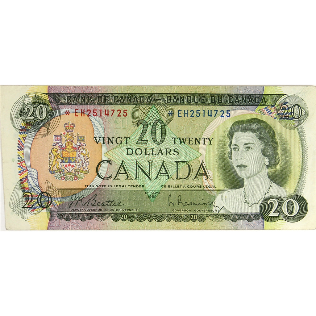 BC-50aA 1969 Canada $20 Beattie-Rasminsky, *EH, VF-EF (VF30)
