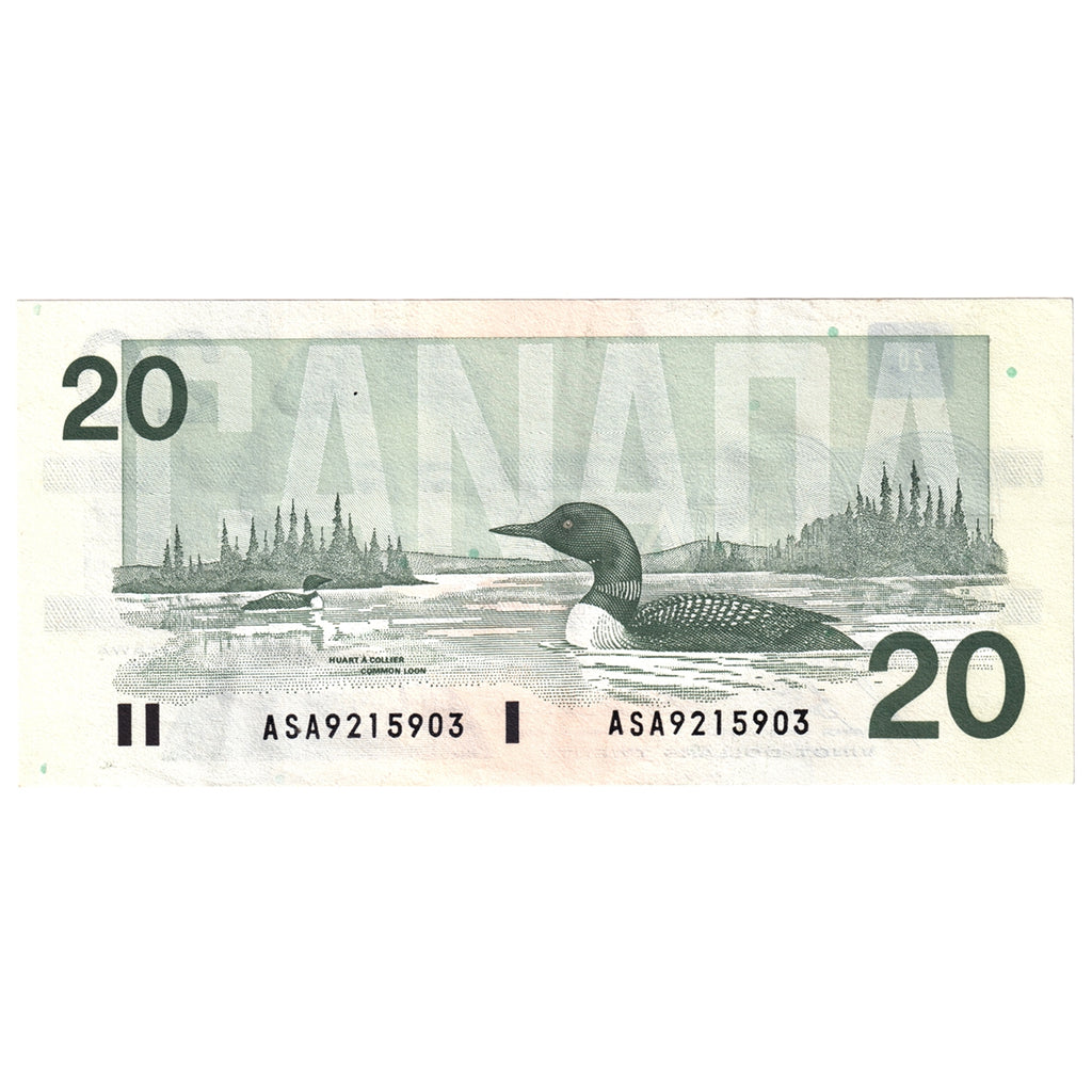 BC-58b-i 1991 Canada $20 Bonin-Thiessen, ASA, Almost Uncirculated (AU50)
