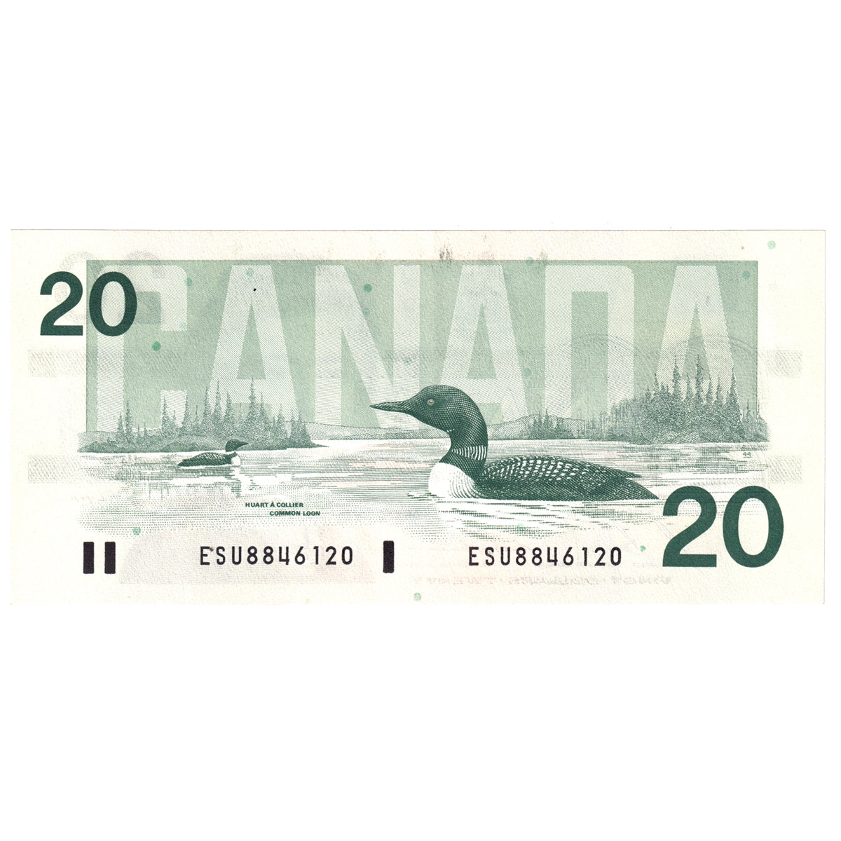 BC-58b 1991 Canada $20 Bonin-Thiessen, ESU, Almost Uncirculated (AU50)