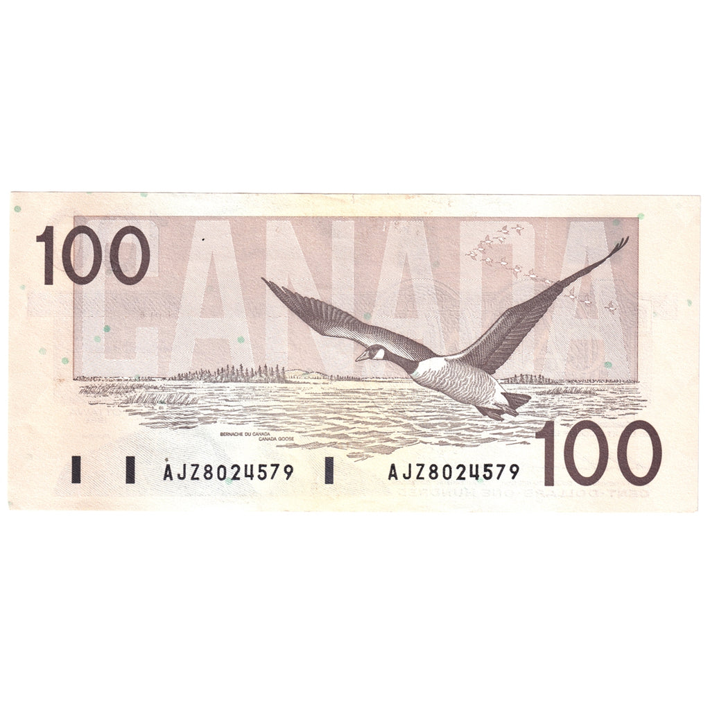 BC-60a-i 1988 Canada $100 Thiessen-Crow, AJZ, Almost Uncirculated (AU50)
