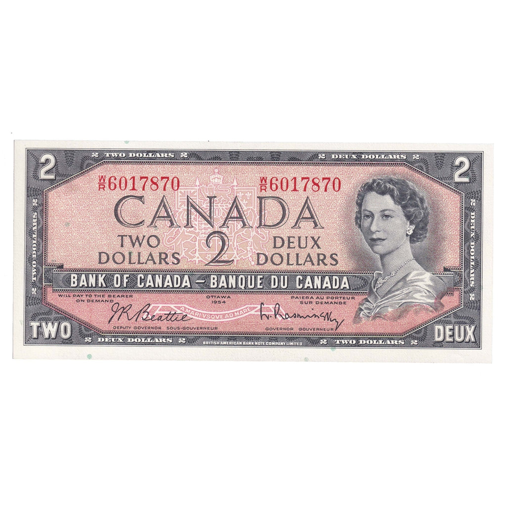 BC-38b 1954 Canada $2 Beattie-Rasminsky, W/R, Choice Uncirculated (CUNC63)