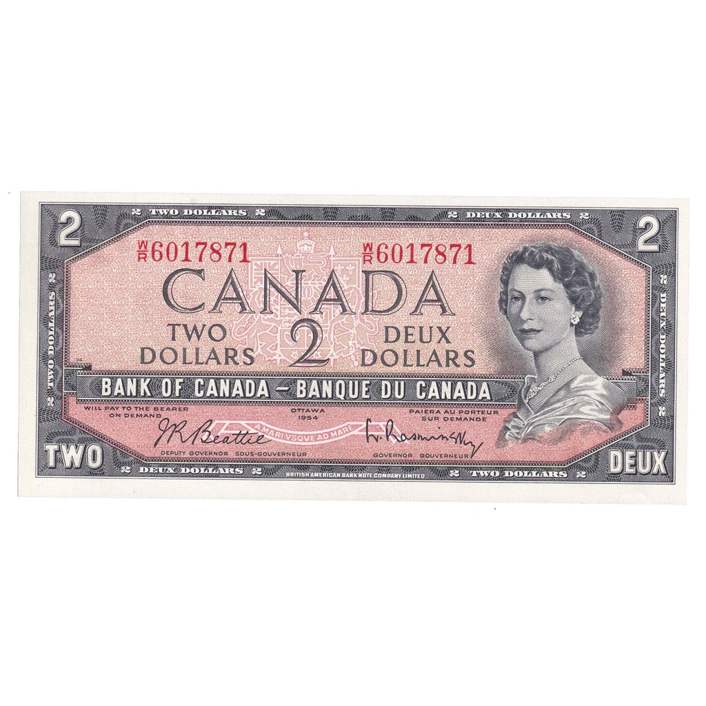 BC-38b 1954 Canada $2 Beattie-Rasminsky, W/R, Uncirculated (MS60)