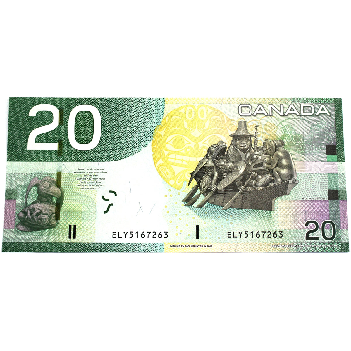 BC-64b 2008 Canada $20 Jenkins-Carney, ELY, Uncirculated (MS60)