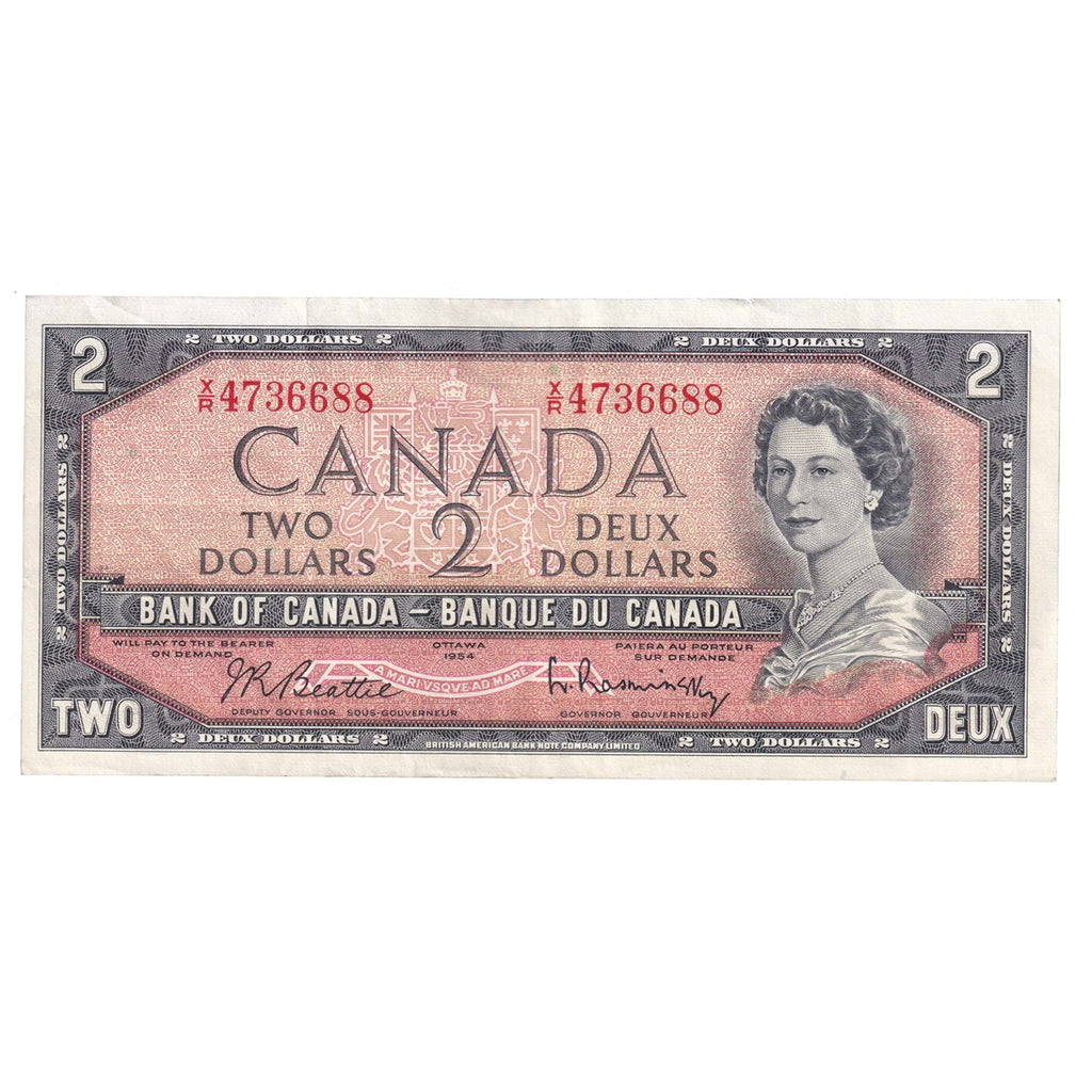 BC-38b 1954 Canada $2 Beattie-Rasminsky, X/R, VF-EF (VF30)