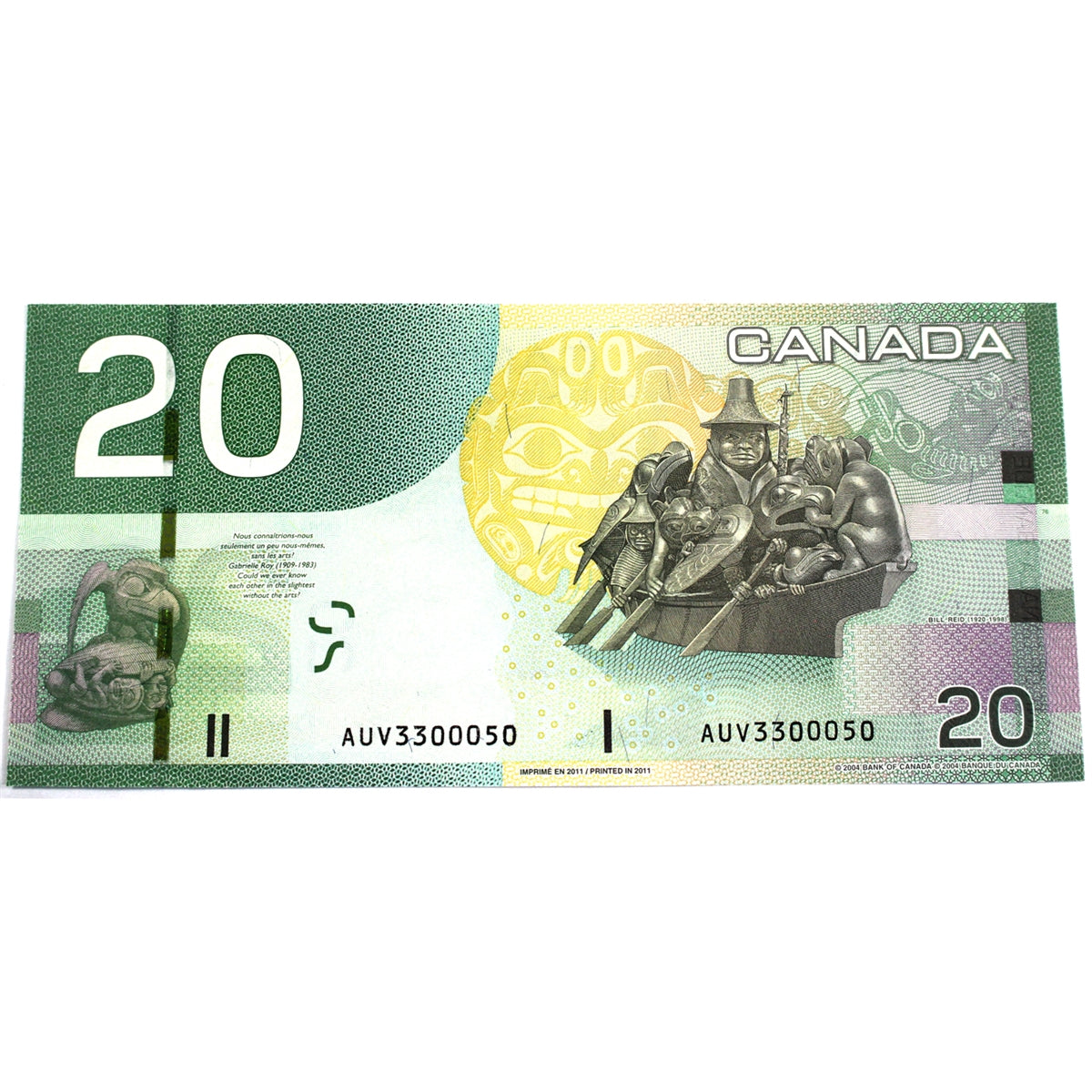 BC-64c 2011 Canada $20 Macklem-Carney, AUV, Uncirculated (MS60)
