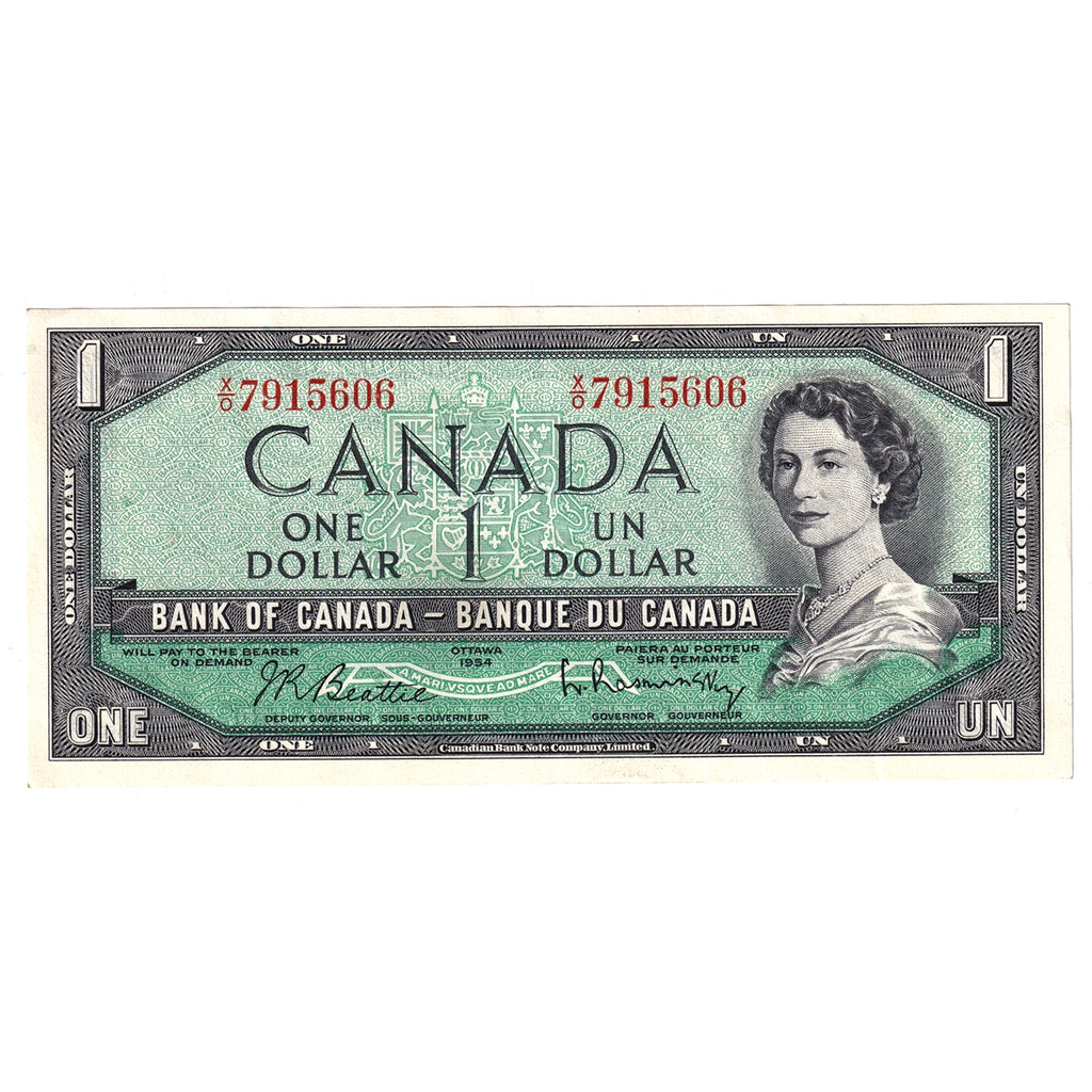 BC-37b 1954 Canada $1 Beattie-Rasminsky, X/O, Extra Fine (EF40)